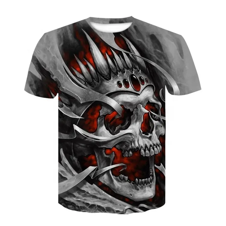 Fashion Cheap Men's Custom Printed 3D animal Round Neck Men T Shirt Happy Halloween 3D Skull printed shirts