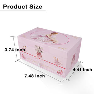 Boîte à <span class=keywords><strong>musique</strong></span> en bois rectangulaire à manivelle, avec figurine de ballerine rotative, pour bijoux, durée sonore 120 secondes, Ever Bright Beauty - Product Image 6