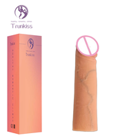 Consoladores huecos Manga Producto sexual para adultos Pene Manga usable en material de silicona de longitud extendida Juguete sexual masculino Consoladores Condón