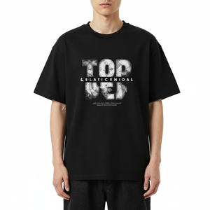 T-Shirt Personalizzata Nera 100% Cotone con Logo Solido Stampato, Tessuto Compresso 300 Grammi, Metodo di Stampa Serigrafica - Product Image 2