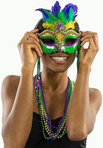 HLC 热销半脸绿紫金狂欢节面具带羽毛适合狂欢舞会舞会派对面具化装舞会制造商 - Product Image 5