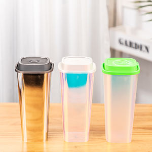 Lotyo Square 960ml 650ml minuman dingin PP injeksi jus Boba susu teh cangkir kustom teh gelembung cangkir plastik dengan tutup - Product Image 2