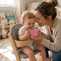 Gobelet à eau en acier inoxydable 304 de qualité alimentaire pour bébé, avec intérieur en silicone, poignée antidérapante, non toxique, inodore, pour la consommation quotidienne des tout-petits