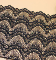 Bande de dentelle élastique large personnalisée en stock, fabriquée en tissu maillé, dentelle élastique large noire et blanche pour vêtements