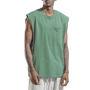 Camiseta sin mangas para hombre, de tela suave, duradera y transpirable, estilo casual, de color sólido, con cuello redondo, tejida, para usar en verano. - Product Image 1