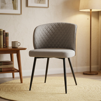 Fauteuil de salon minimaliste rembourré en sherpa avec un tissu en lin doux et résistant et des pieds en bois