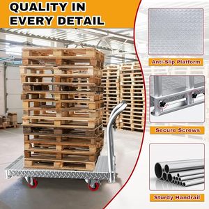 Carretilla de Plataforma Resistente 8 en 1 de 3500 Libras, Carretilla de Acero con <span class=keywords><strong>Ruedas</strong></span> Giratorias con <span class=keywords><strong>Freno</strong></span> - Product Image 3