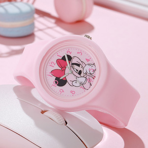 <span class=keywords><strong>Montre</strong></span> pour <span class=keywords><strong>femme</strong></span>, cadran 44 mm, quartz analogique, boîtier rond en ABS écologique, bracelet en silicone, style étudiant - Product Image 5