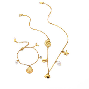 Ocean Themed Gold Plated Necklace With <b>Shell</b> Starfish Pendant Stainless Steel Jewelry For Women Summer Fashion Accessory - Product Image 5