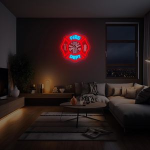 En stock : Enseigne néon pompier, enseigne lumineuse LED personnalisée en métal pour décoration murale, enseigne personnalisée pour <span class=keywords><strong>la</strong></span> famille ou pour papa - Product Image 5