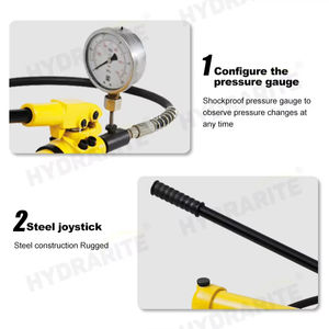 Pompes hydrauliques manuelles HHB-700B Pompes hydrauliques à simple effet 700 bar avec manomètre et adaptateur de manomètre - Product Image 2