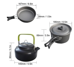 Survival Outdoor Camping Cookware Set ,10pcs Camping Cookware <strong>Mess</strong> <strong>Kit</strong>, Lightweight Pot Pan Kettle with 2 Cups - Product Image 5