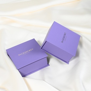 PackSecret MOQ 1Piece Custom Logo Purple <b>Book</b> Type Jewelry Gift Boxes High Quality Magnetic Closure Jewelry <b>Box</b> - Product Image 4