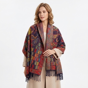 Bufanda tradicional gruesa hilada con núcleo para mujer de otoño e invierno, chal de viaje con borlas de estilo étnico, <span class=keywords><strong>Cachemira</strong></span> cálida con estilo único - Product Image 2