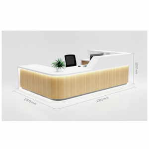 Bancone <span class=keywords><strong>Reception</strong></span> a U in Legno Moderno, Durevole ed Ecologico per <span class=keywords><strong>Ufficio</strong></span>, Hotel, Scuola, Ospedale, Centro Commerciale e Uso Esterno - Product Image 2