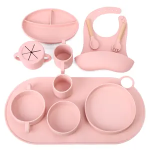 Suction Personalized Soft Silicone Kids Bowl Baby Feeding Placemat Plate With Suction Base