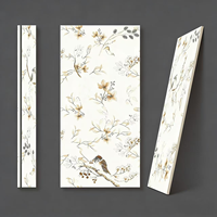 Carrelage en porcelaine beige à motif floral d'oiseaux 600x1200mm, antidérapant, finition mate, pour sol intérieur, garantie 1 an