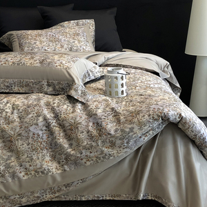 Juego de Ropa de Cama Moderna Personalizable de Algodón de Fibra Larga 120S 300TC, con Estampado Floral Americano, <span class=keywords><strong>para</strong></span> Decoración de Alta Gama, Venta al Por Mayor - Product Image 5