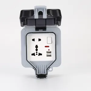 IP66 không thấm nước phổ Ổ cắm điện với USB và ánh sáng ngoài trời bao vây PC vật liệu dễ dàng cài đặt và chất lượng cao - Product Image 1