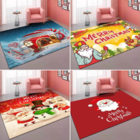 Tapis de sol de Noël imprimé en velours cristal doux de qualité supérieure, fabriqué à la machine, adapté aux animaux domestiques, antidérapant, résistant à l'usure, pour les fêtes et la maison