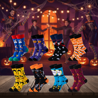 Chaussettes fantaisie amusantes et colorées pour hommes, chaussettes en coton joyeuses pour Halloween