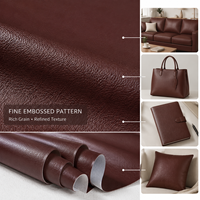 Tissu en cuir PVC gaufré imperméable marron avec support non tissé pour sacs, chaussures, meubles