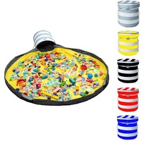 Organisateur de rangement pliable pour jouets en tissu Oxford style campagnard 2026 avec tapis de jeu détachable et seau de rangement