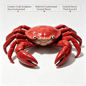 Statue de crabe rouge en résine, décoration de plage côtière pour <span class=keywords><strong>restaurant</strong></span> de fruits de mer, hall d'hôtel, parc à thème, taille, couleur et logo personnalisables - Product Image 3