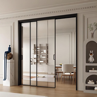 Porte coulissante triple à joint ultra-fin, système parfait, porte de séparation invisible pour cuisine, balcon, salon, usage domestique