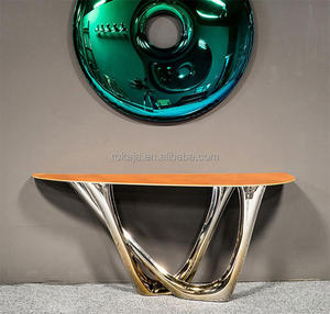 Console di design di lusso in marmo da tavolo con Base in metallo dorato ingresso tavolo da salotto decorativo per hall Hotel - Product Image 3