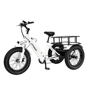 HOTEBIKE-Bicicleta eléctrica de 3 ruedas, triciclo de carga para adulto, neumático ancho de 20 pulgadas, 3 ruedas