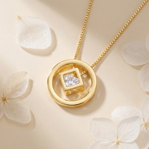 Collier géométrique de luxe en <span class=keywords><strong>argent</strong></span> sterling 925 plaqué or jaune pour femme - Product Image 5