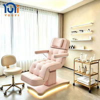 Table de massage électrique de luxe rose en cuir à 3 moteurs, mobilier de salon, lit de cils réglable en éponge haute densité, lit de massage facial