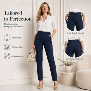 <span class=keywords><strong>Pantalon</strong></span> décontracté pour <span class=keywords><strong>femme</strong></span>, <span class=keywords><strong>kaki</strong></span>, <span class=keywords><strong>taille</strong></span> mi-<span class=keywords><strong>haute</strong></span>, respirant, écologique, tissé, ODM, printemps, double pli, coton et polyester - Product Image 5