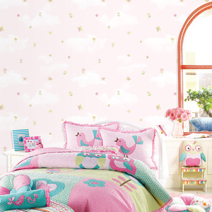 Papel Tapiz con Patrón <span class=keywords><strong>de</strong></span> Insectos y Plantas Rosas para Dormitorio, Habitación <span class=keywords><strong>de</strong></span> <span class=keywords><strong>Niñas</strong></span>, Sala <span class=keywords><strong>de</strong></span> Juegos, Fondo Infantil - Product Image 1