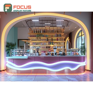 Compact Cafe Service Counter Matte Black Finish Syrup Bottle Display Area Storefront Service Counter - Product Image 5