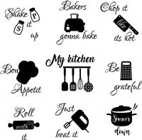 Stickers muraux de cuisine Stickers muraux citations de cuisine Stickers muraux lettrage drôle vinyle ustensiles amusants autocollant en vrac pour réfrigérateur Restaurant Bar maison