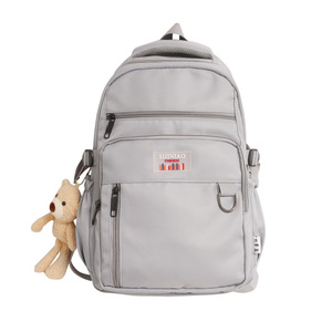 Mochila sencilla rosa de gran capacidad para mujeres estudiantes, bolso de hombro informal para viajes, color sólido, primavera 2024 - Product Image 5