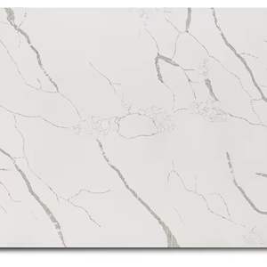 แผ่นควอตซ์ Calacatta Laze จากเวียดนาม สีขาวโมเดิร์นพร้อมลายเส้นสีเทา มีแบบจำลอง 3 มิติ และบริการออกแบบโครงการให้บริการ - Product Image 1