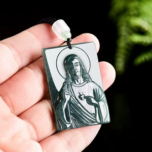 Pendentif en jade argenté authentique, ancien matériau, jadéite naturelle, Feicui, qualité A, eau bleue, type Maoqing, pour enfants, unisexe - Product Image 3