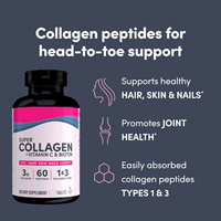 Comprimés de collagène d'approvisionnement en stock avec vitamine C et collagène bovin hydrolysé à la biotine haute puissance Types 1 et 3 pour cheveux, peau et ongles