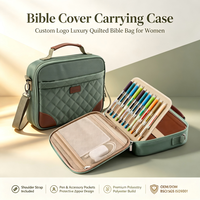 Sac de transport pour Bible en polyester matelassé de luxe avec logo personnalisé, étui de protection pour Bible, housse de Bible pour femmes avec bandoulière