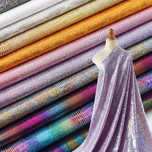 Tissu extensible brillant métallisé chatoyant arc-en-ciel effet peau de serpent 160GMS polyester spandex pour vêtements rideaux - Product Image 2