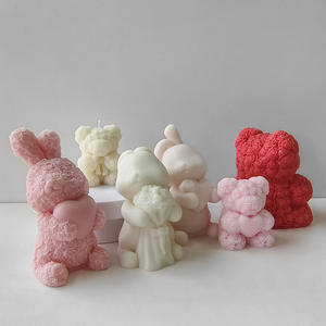 Nuevos moldes de silicona para velas de oso rosa del Día de San Valentín, moldes decorativos de silicona para velas, moldes para velas de arte hechos a mano DIY - Product Image 2