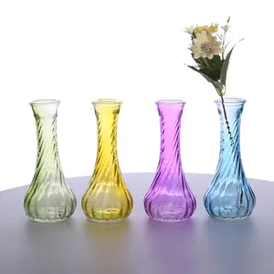 Kleurrijke Glas Ronde Tafelblad Bloem Mini Bud Vaas Kleine Voor Home Decoratie
