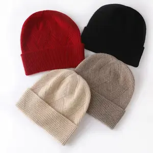 Warm Women Winter Soft Wool or Cashmere beanie Hat Big Fur Pom Ball Customize Knitted Women Tie Dye Beanie