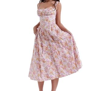 Vestidos Midi Casuales y Sexys de Alta Calidad para Mujer, Color Sólido, Estampado Floral, Venta al Por Mayor, Personalizados OEM ODM, Cintura Natural, para Otoño - Product Image 1