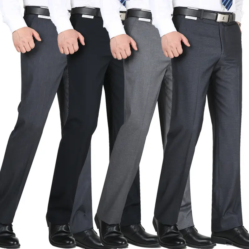 אביב ובקיץ דק ללא ברזל ישר שמלת עסקים מקרית גברים של מכנסיים גבוה מותן גודל גדול שחור חליפת מכנסיים