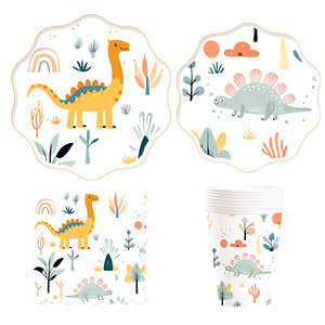 DAMAI - Juego de Platos de Papel Desechables para Fiestas Infantiles, Diseño de Dinosaurios, para Cumpleaños - Product Image 6