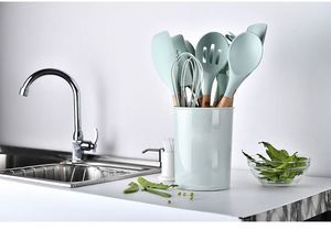 Cake Decoration Silicone Cooking <b>Kitchen</b> Utensil Set Natural Wooden Silicone Cooking Utensils <b>Kitchen</b> Baking Tools Set - Product Image 2